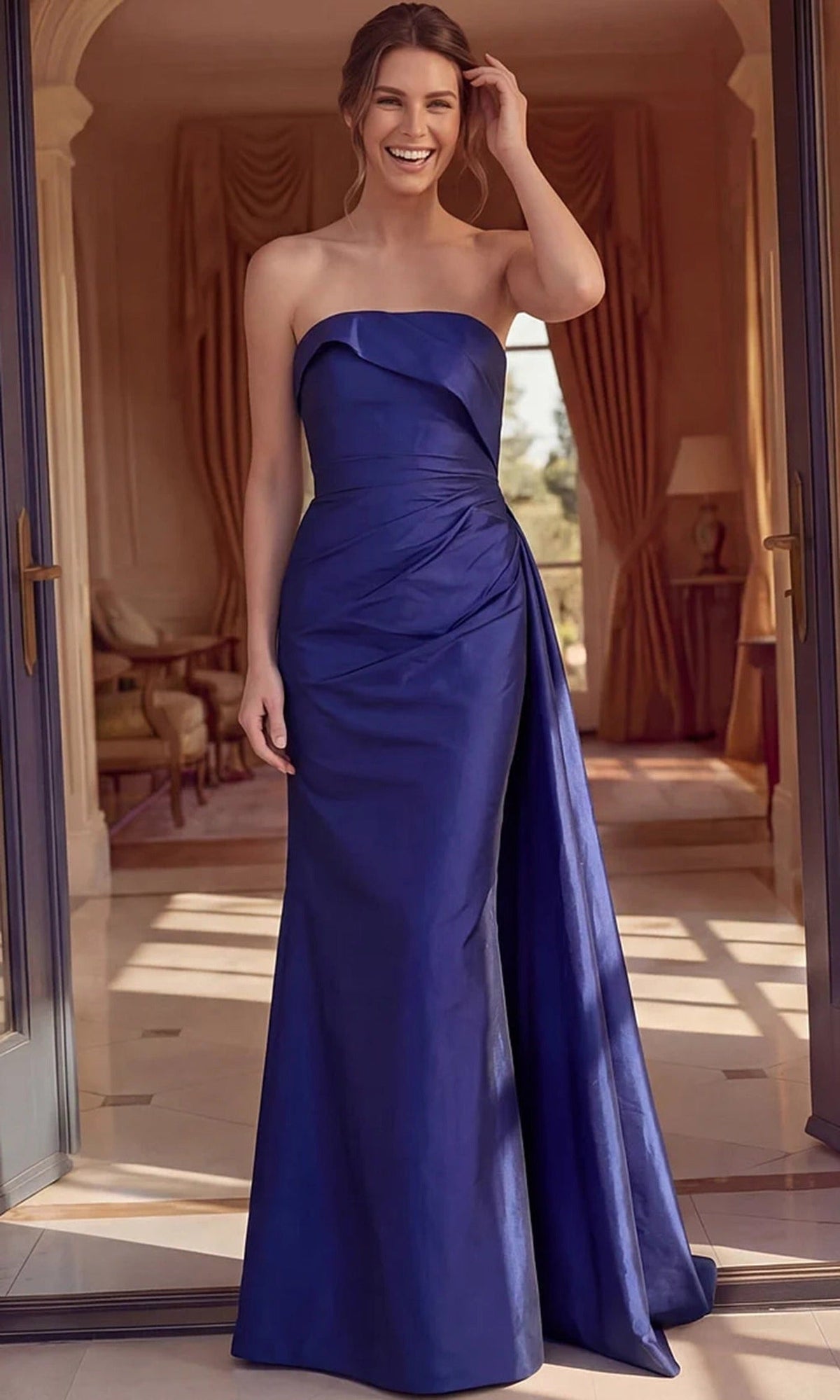 Jovani 49509 Strapless Drape Satin Dress