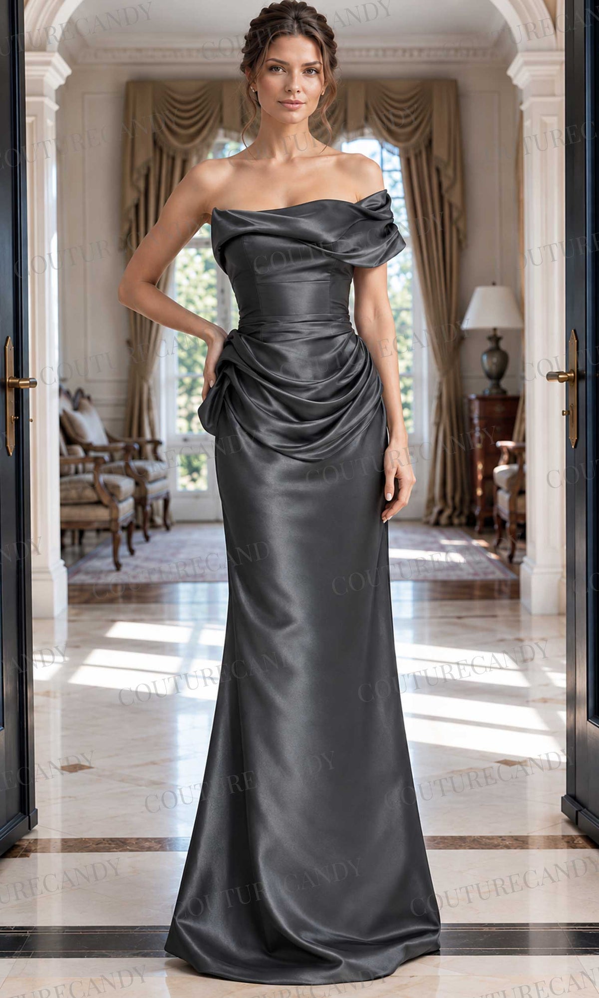 Jovani 49509 Strapless Drape Satin Dress