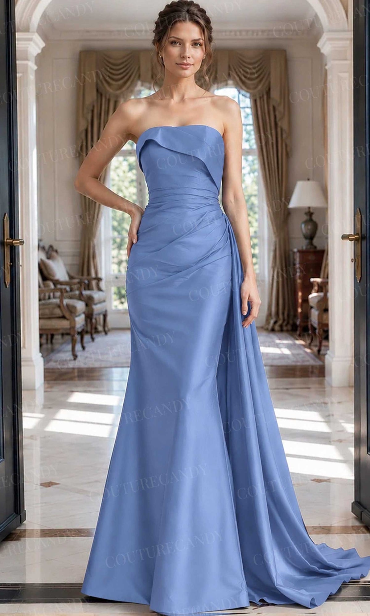 Jovani 49509 Strapless Drape Satin Dress
