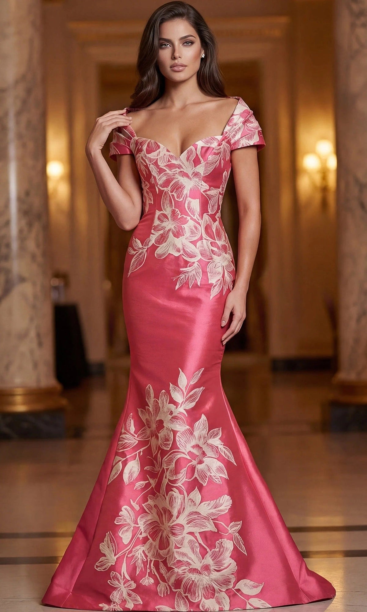 Jovani 49641 - Embroidered Floral Mermaid Sweetheart Gown