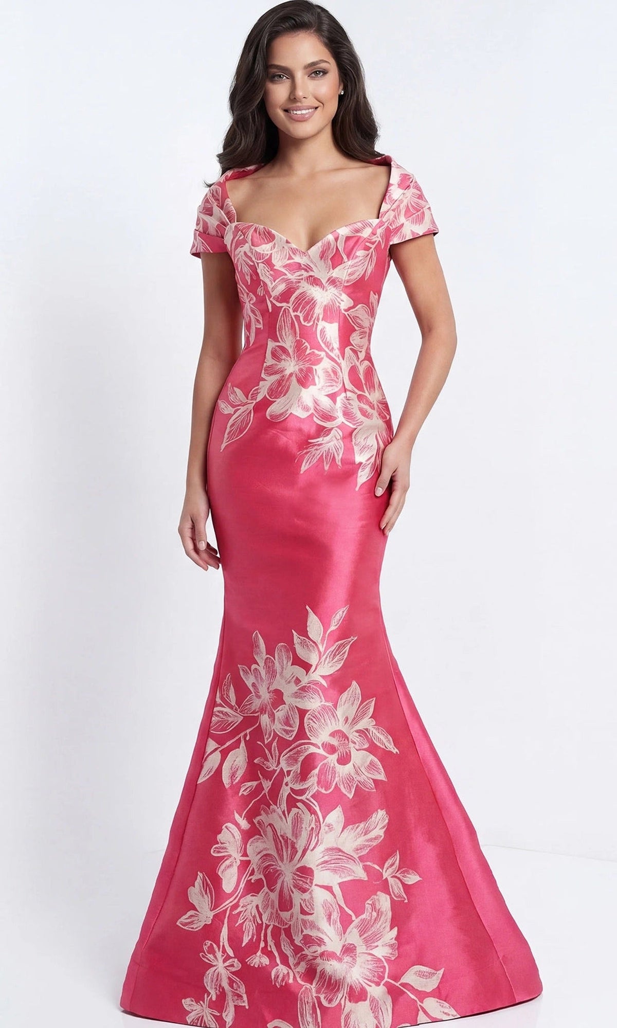 Jovani 49641 - Embroidered Floral Mermaid Sweetheart Gown - Fuchsia - Main
