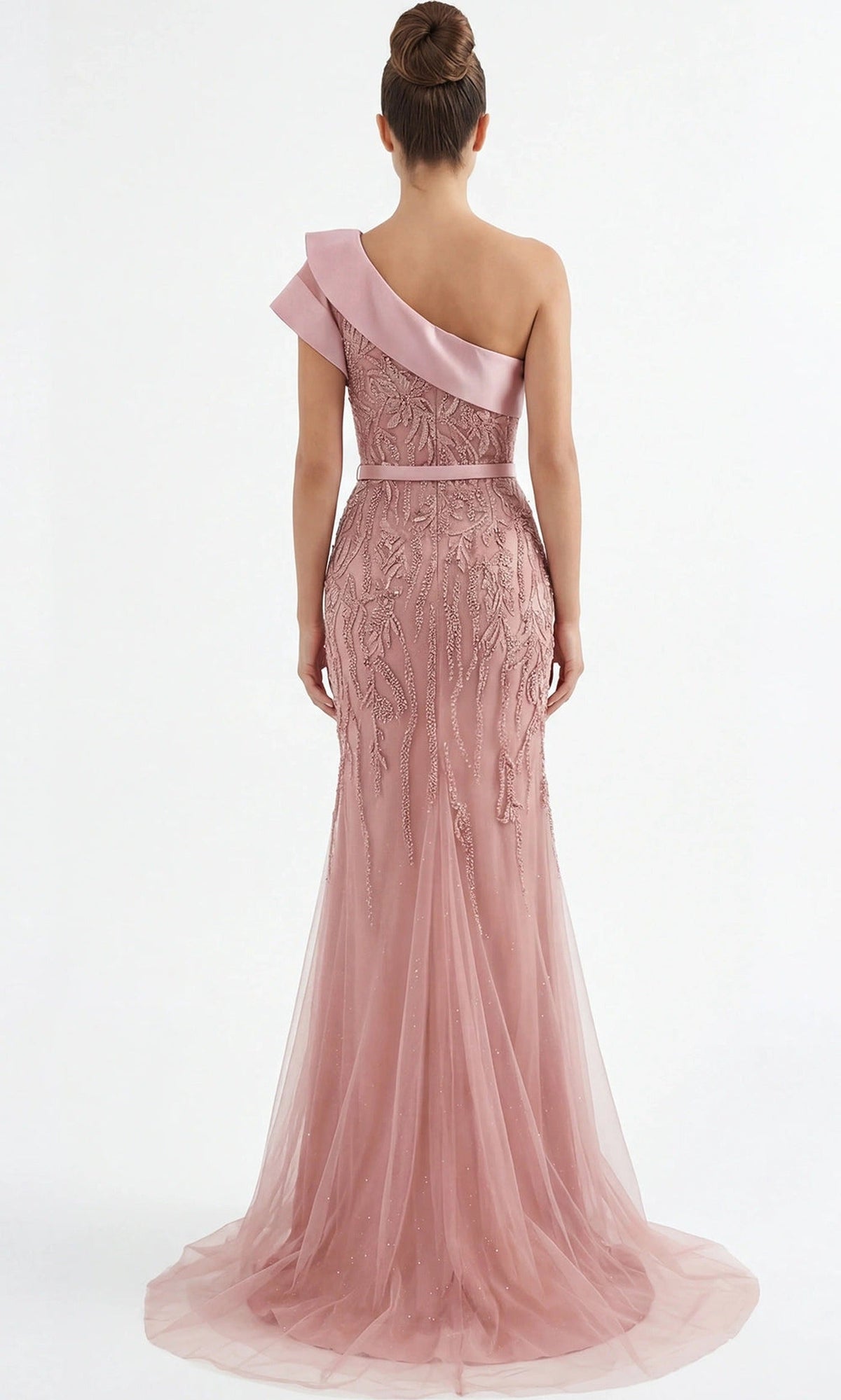 Jovani 49732 - Beaded Lace One Shoulder Fitted Gown