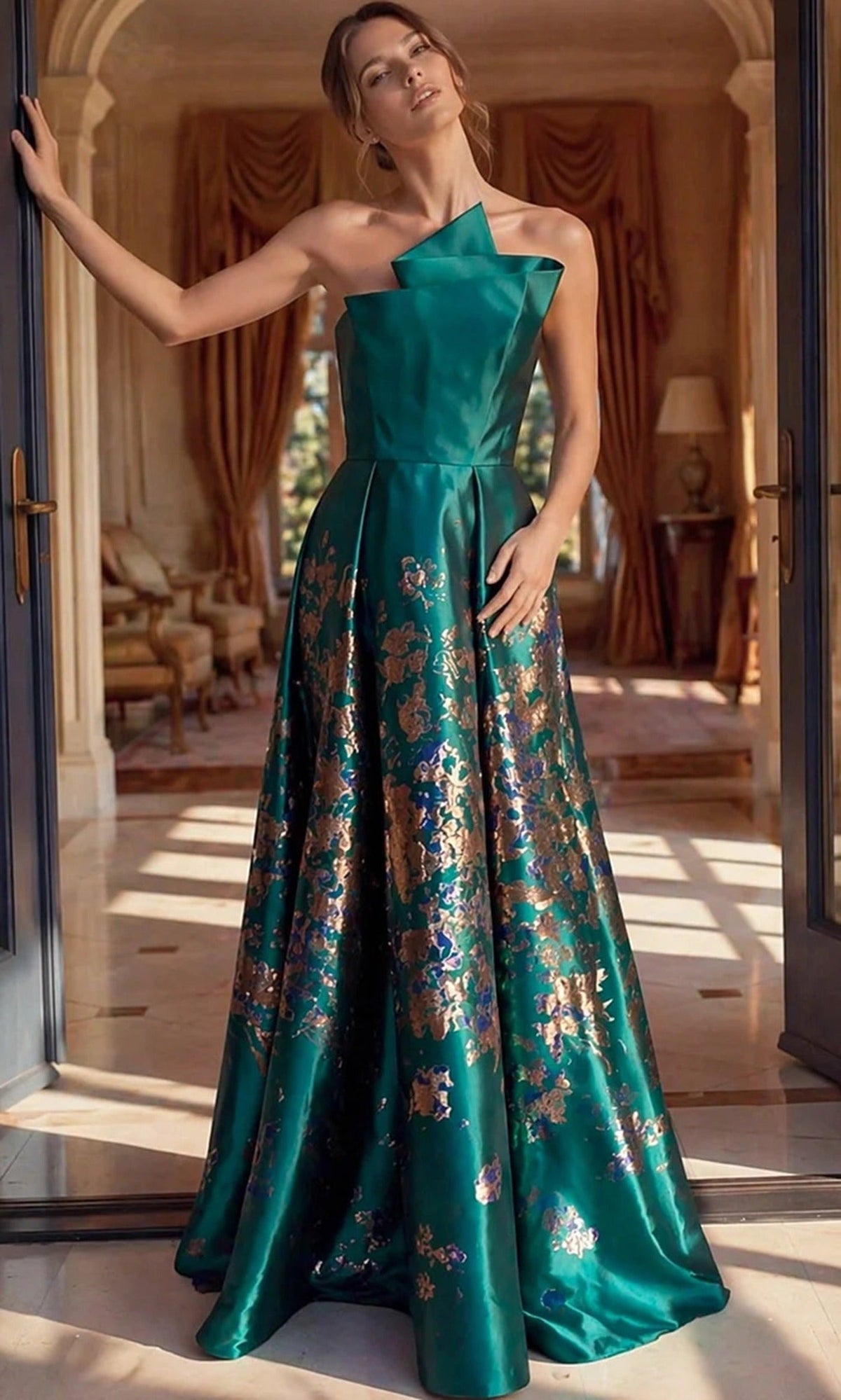 Jovani 49851 Floral Textured Brocade Dress