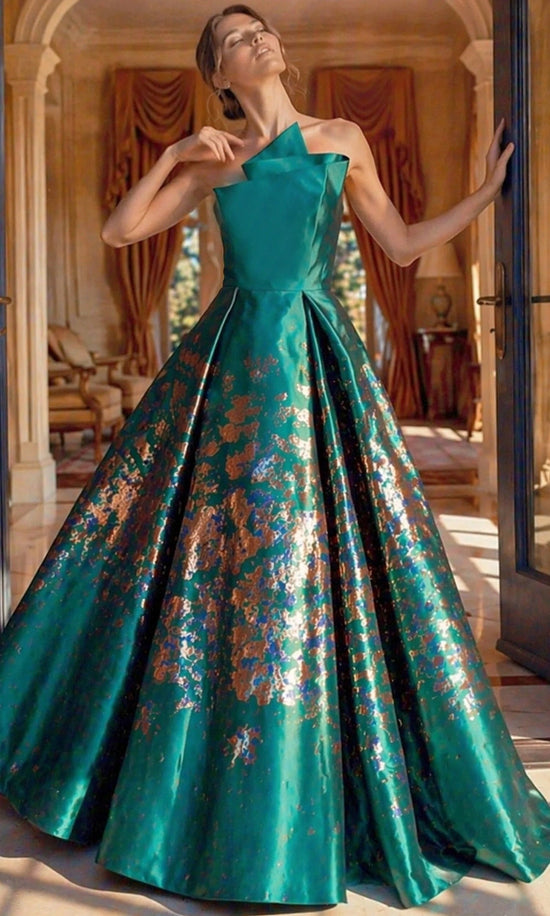 Jovani 49851 Floral Textured Brocade Dress