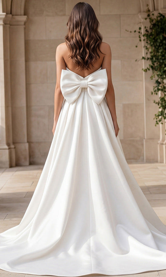 Jovani 50534 Strapless Bow Accent Satin Dress