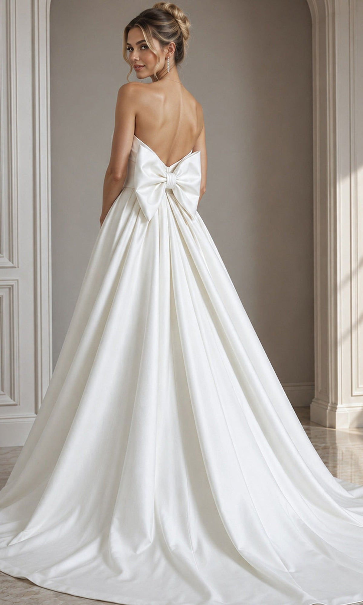 Jovani 50534 Strapless Bow Accent Satin Dress