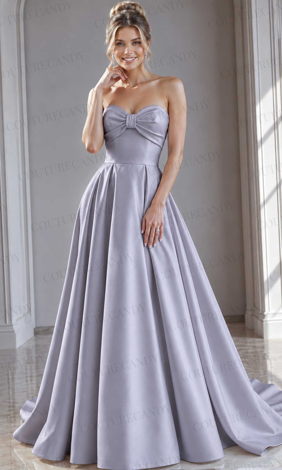 Jovani 50534 Strapless Bow Accent Satin Dress