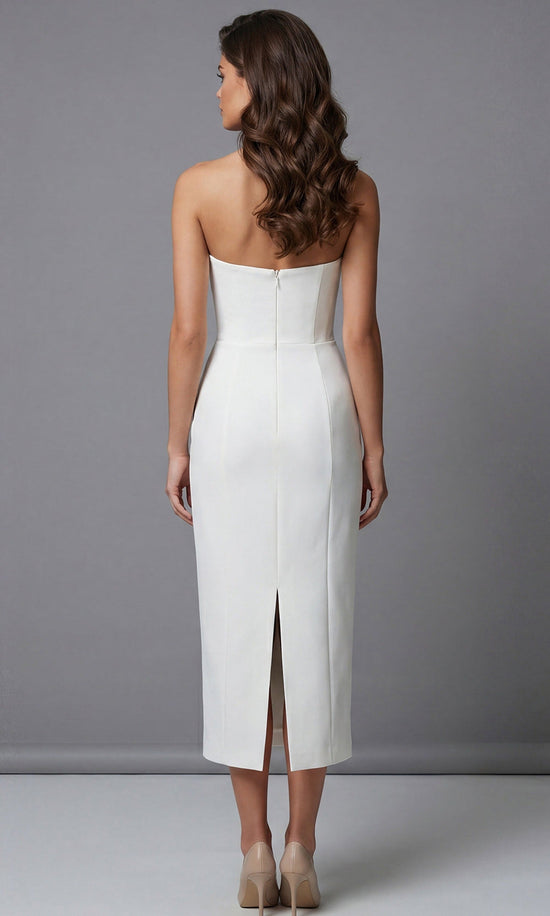 Jovani 51635 Strapless Tea Length Dress