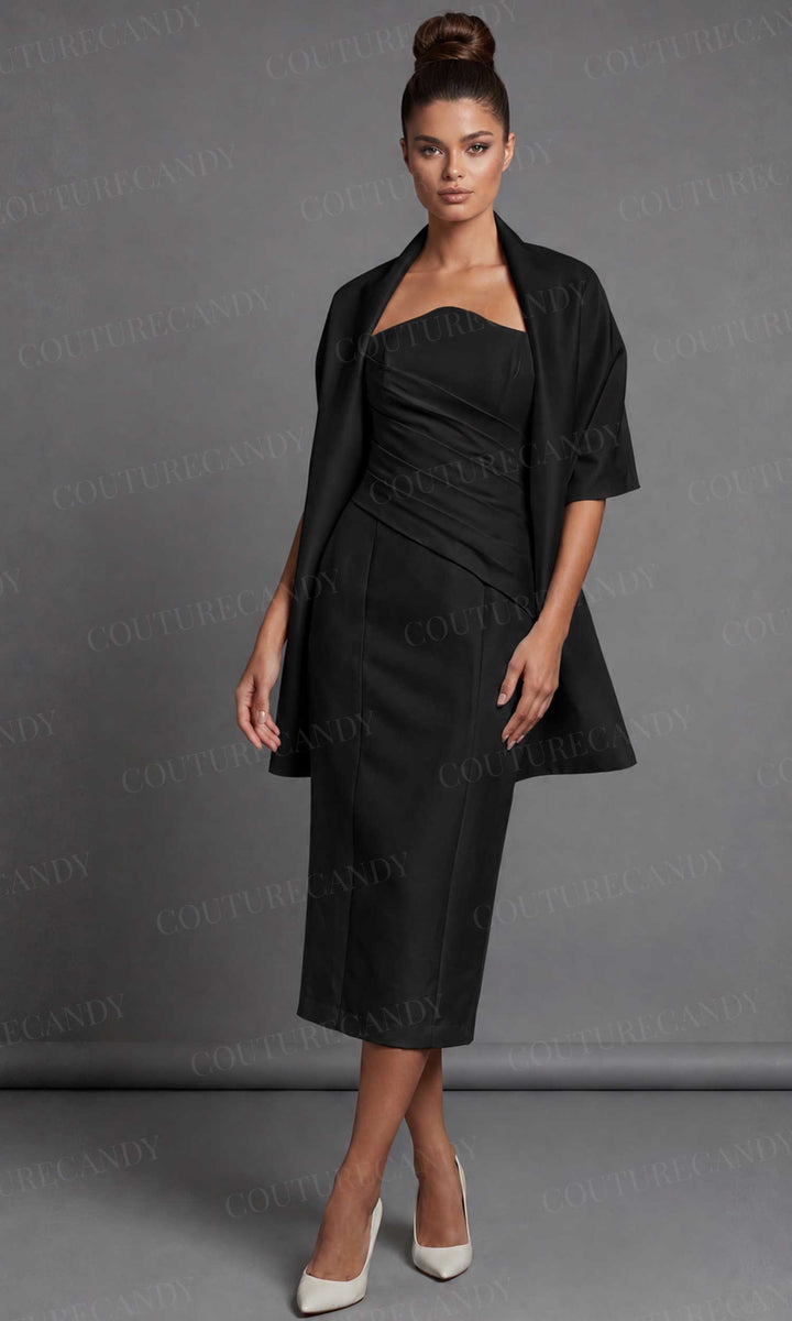 Jovani 51635 Strapless Tea Length Dress