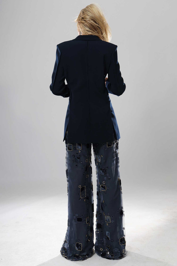 Jovani 52096 Long Sleeve Beaded Wide Leg Pantsuit