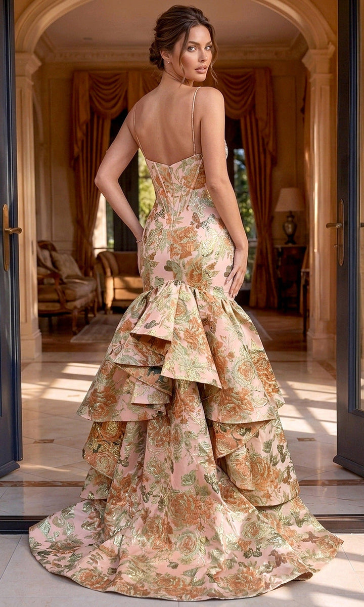 Jovani 52175 Strapless Floral Mermaid Dress
