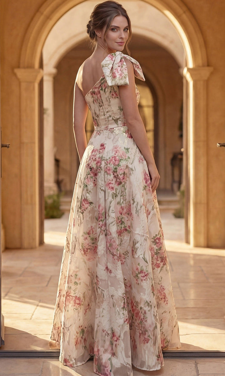 Jovani 52378 Floral Print One Shoulder Dress