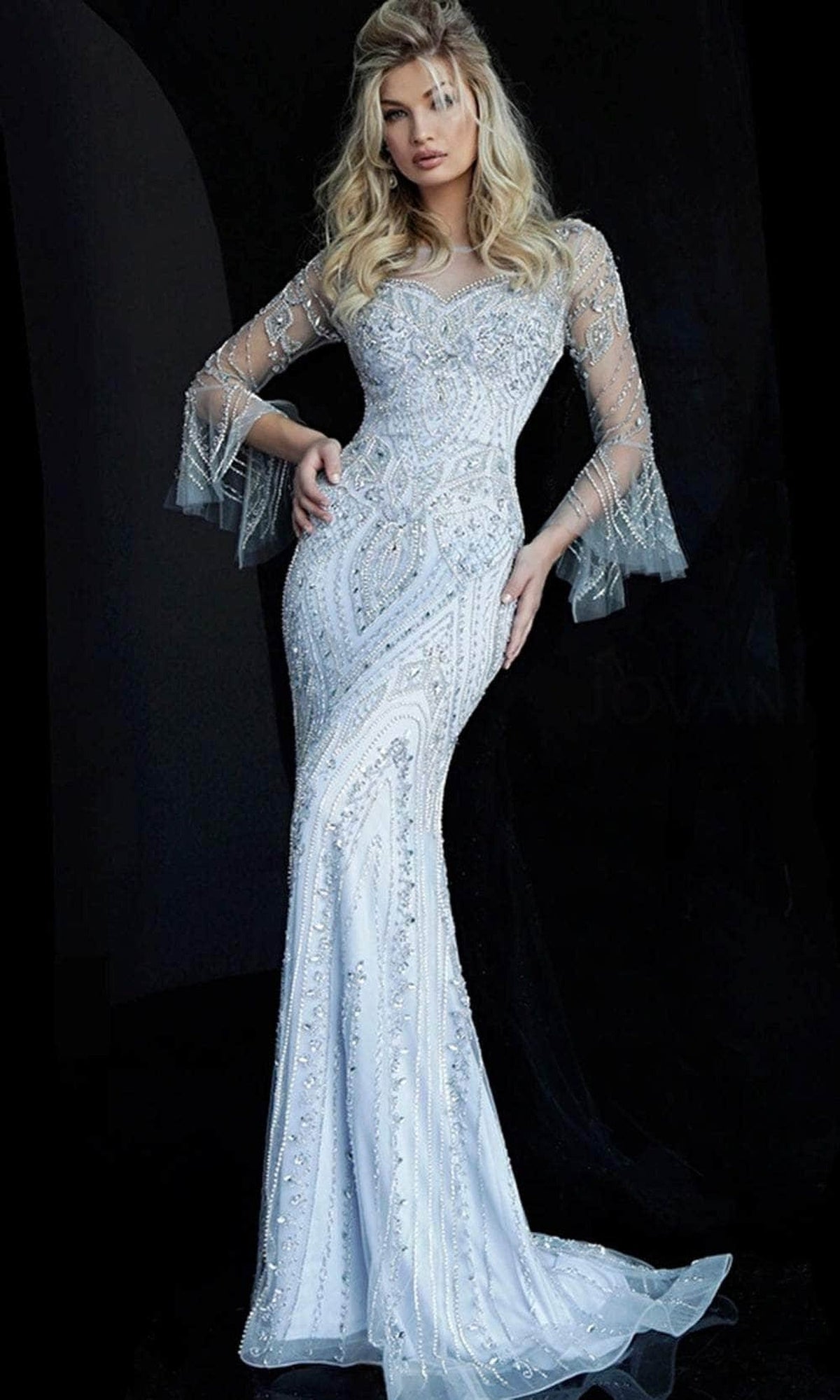 Jovani 60827 - Beaded Mother of the Bride Dress - Grey - Main