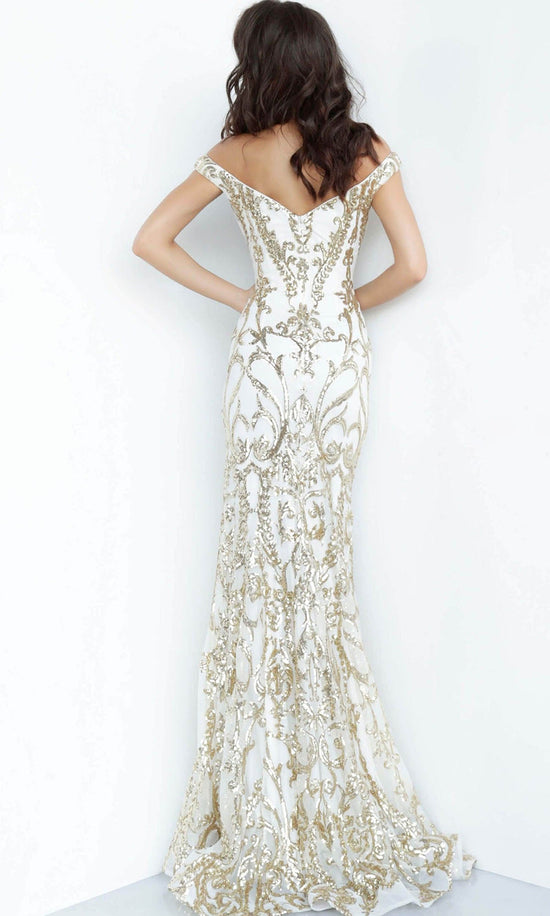 Jovani 63349 Off Shoulder Sequin Embroidered Prom Dress
