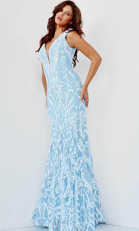 Jovani 63349 Off Shoulder Sequin Embroidered Prom Dress
