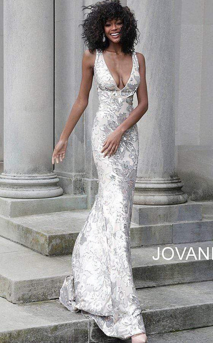 Jovani - 65578 Sequined Plunging V-Neck Evening Gown