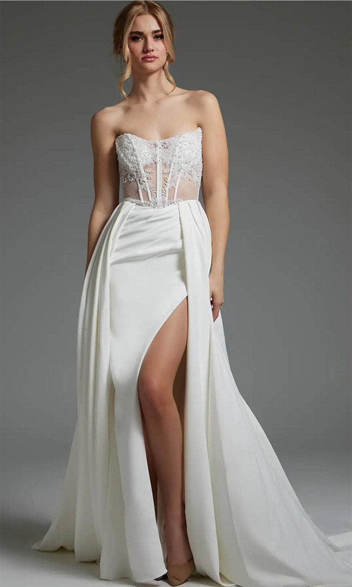 Jovani JB37128 - Corset Overskirt Bridal Gown - Ivory - Main