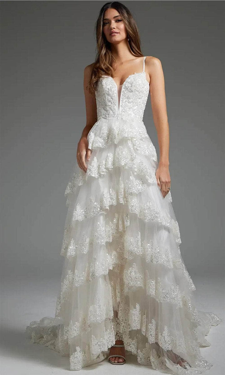 Jovani JB38641 - Ornate Tiered Bridal Gown - White - Main