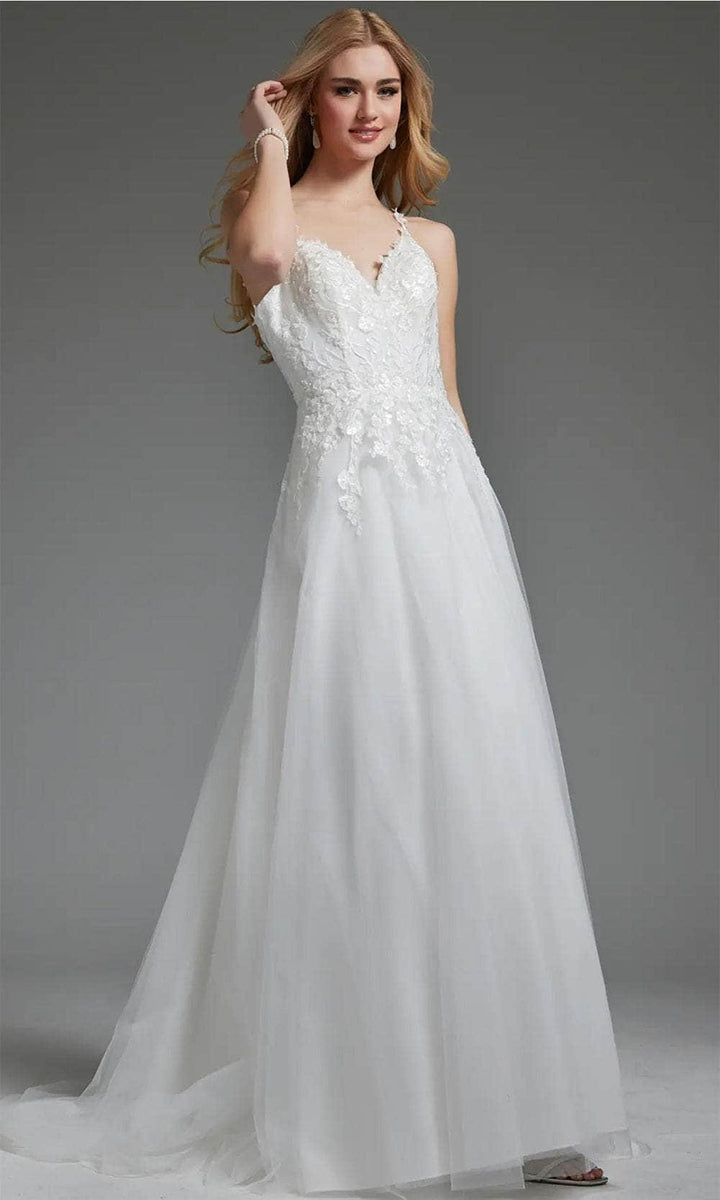 Jovani JB40513 - Embroidered Tulle Bridal Gown - Ivory - Main