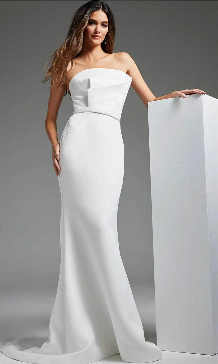 Jovani JB40597 - Straight-Across Simple Bridal Dress - Off-White - Main