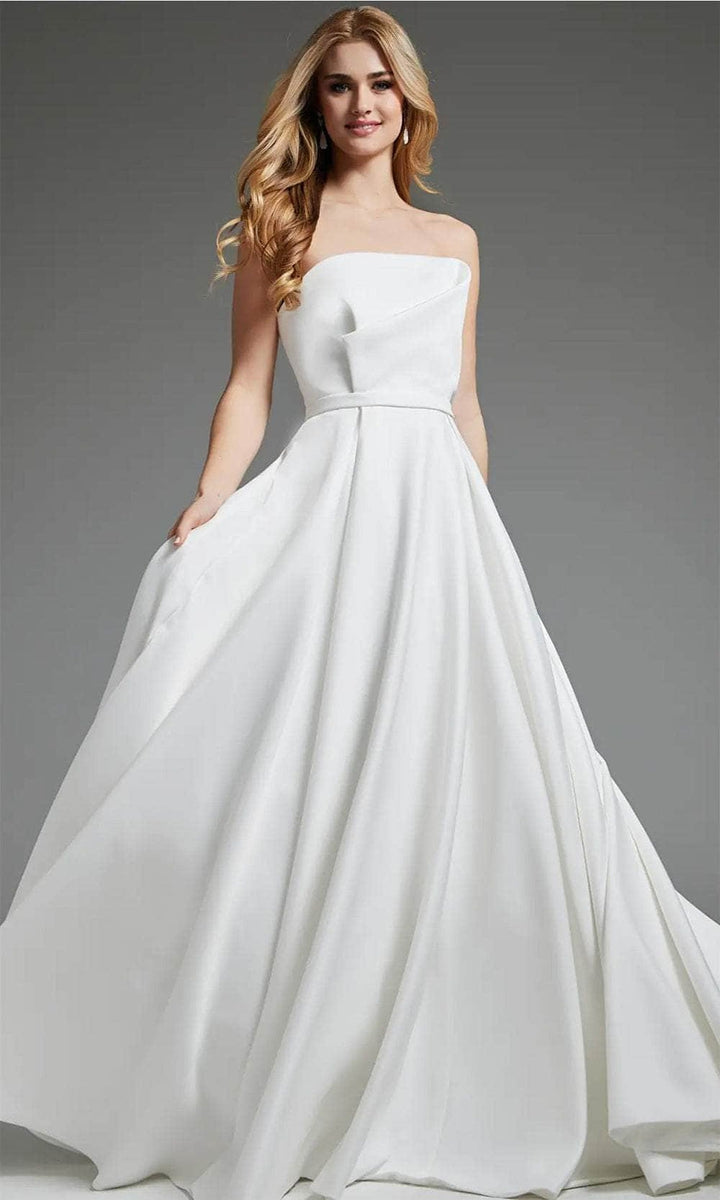 Jovani JB40599 - Strapless Pleated A-Line Bridal Gown - Off-White - Main
