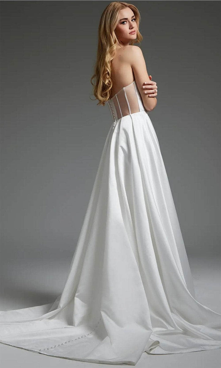 Jovani JB40825 - Strapless See-Through Back Bridal Gown