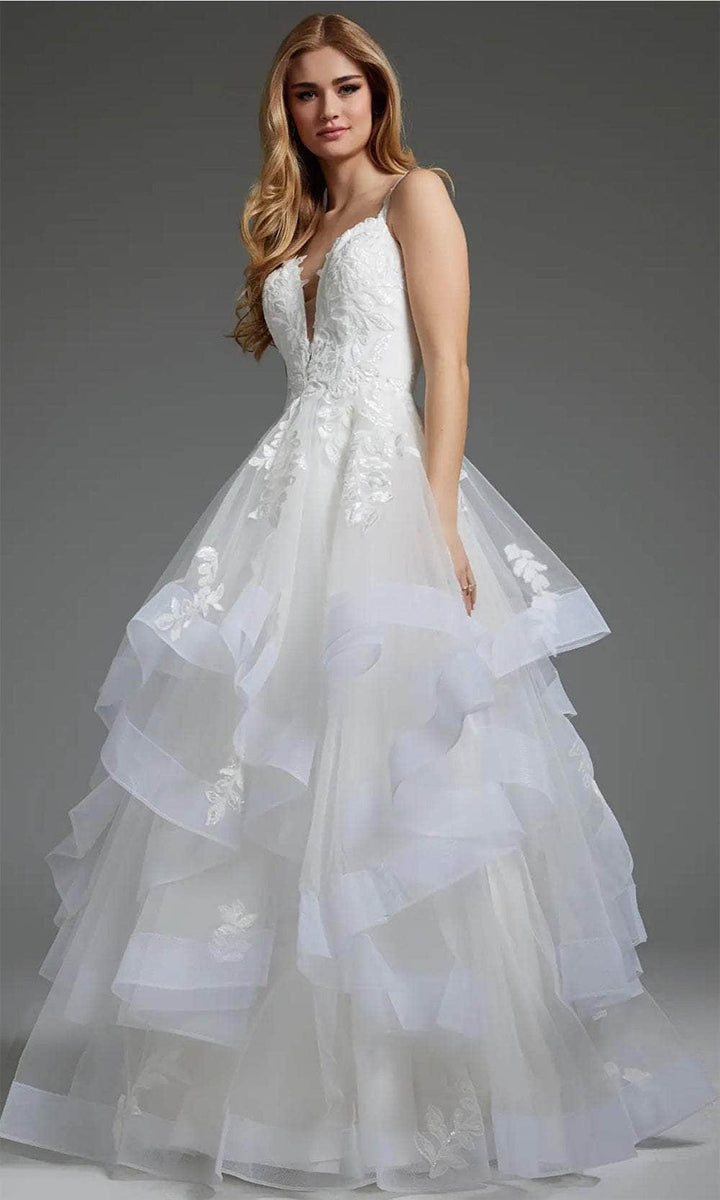 Jovani JB41002 - Sleeveless Sequin Appliqued Bridal Gown - Off-White - Main