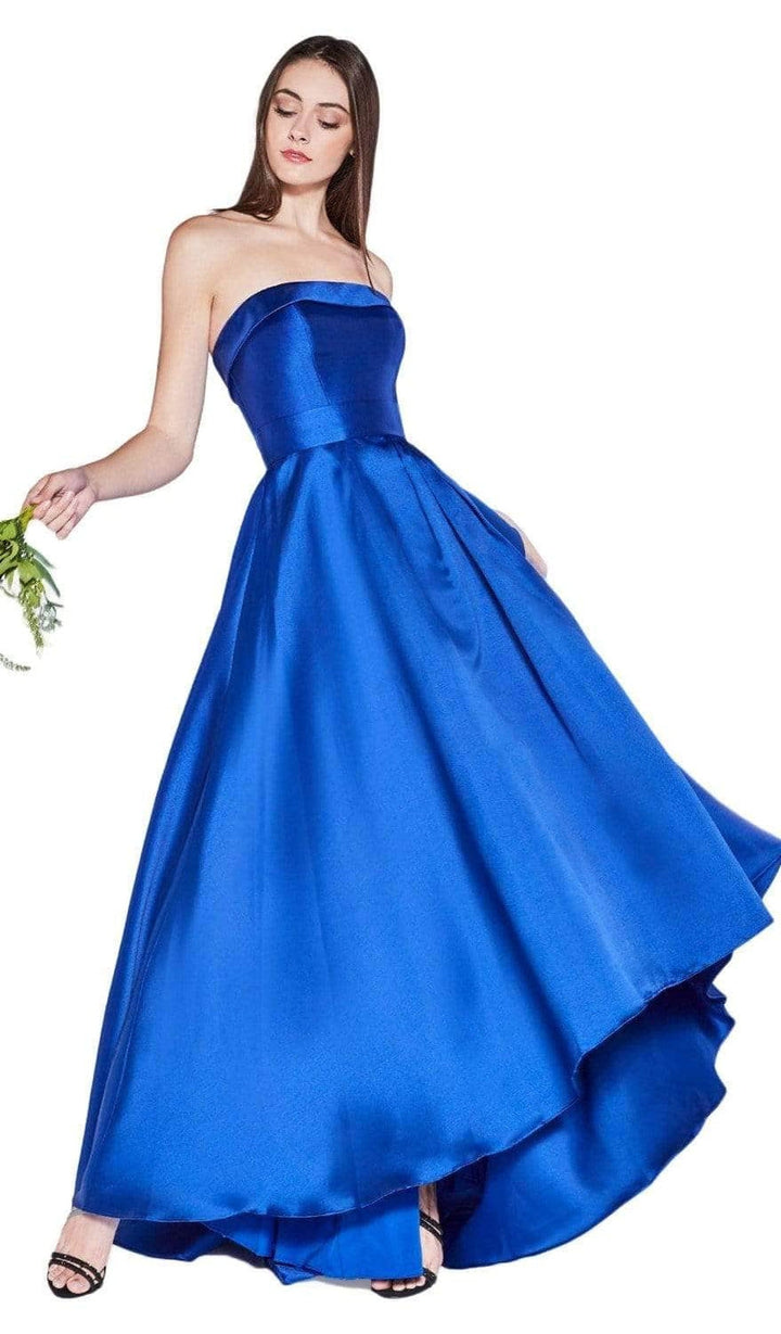 Ladivine 5277 - Strapless High Low Hem Gown Bridesmaid Dresses - Royal - Main