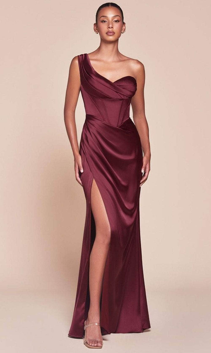 Ladivine 7448 - One Shoulder Satin Long Gown - Turmeric Gold - Main