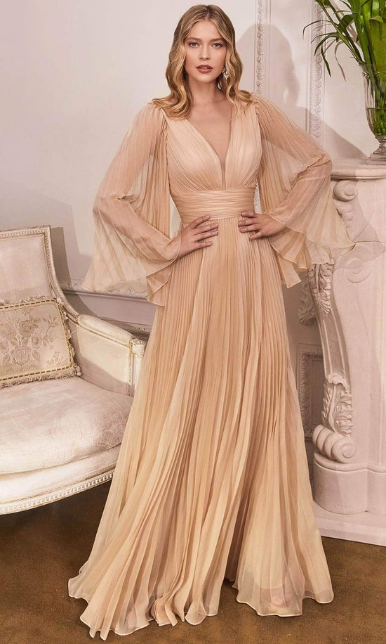 Ladivine CD242 - Flutter Sleeve Chiffon Dress
