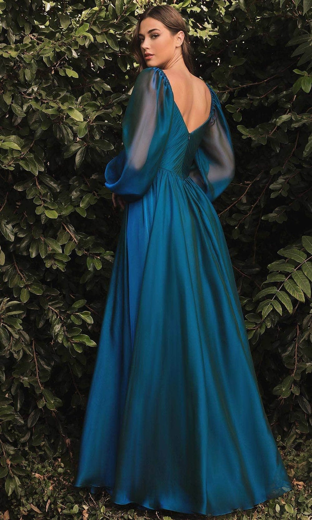 Ladivine CD243 - Long Sleeve Chiffon A-Line Dress