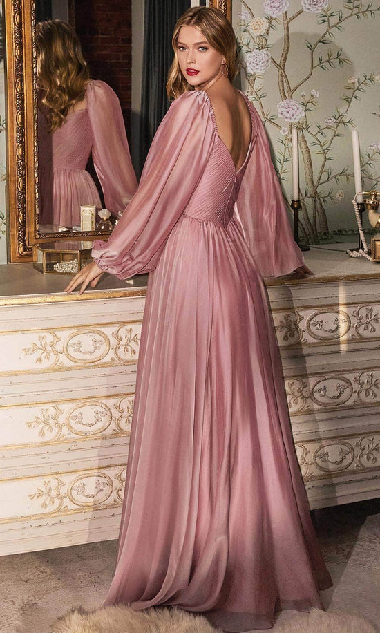 Ladivine CD243 - Long Sleeve Chiffon A-Line Dress