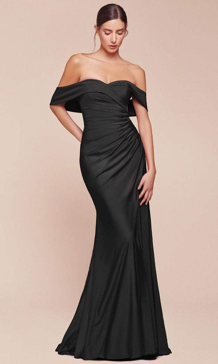 Ladivine CD790 - Ruched Off Shoulder Long Gown - Dusty Rose - Main