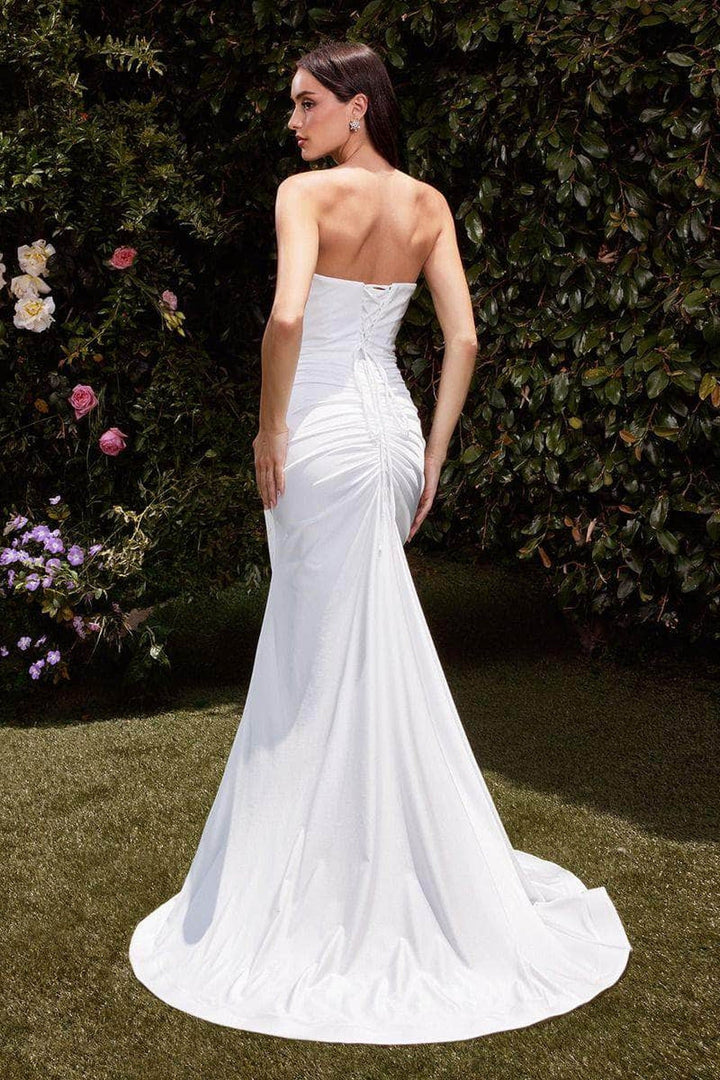 Ladivine CD791W - Strapless Fitted Satin Wedding Dress