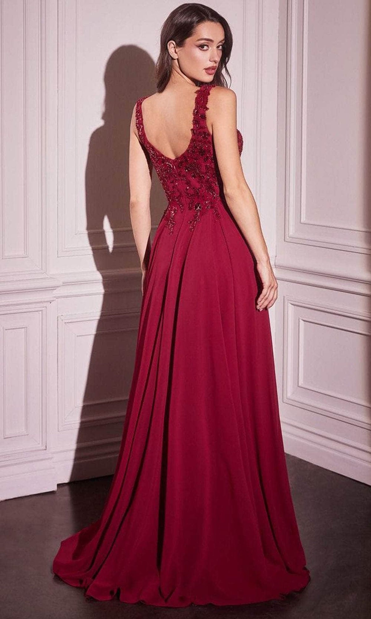 Ladivine CDS503 - Applique Cape Evening Gown