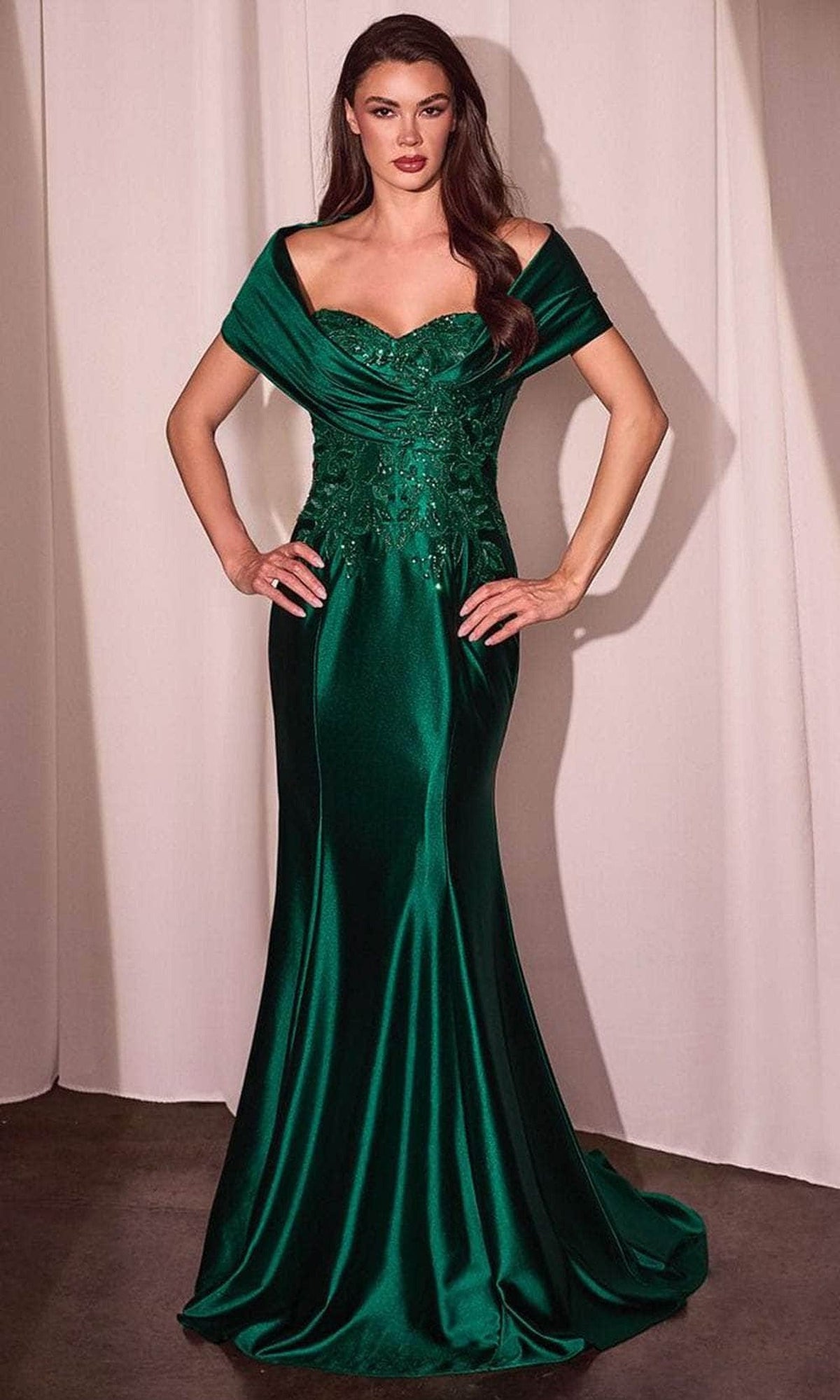 Ladivine CDS507 - Satin Shawl Evening Gown