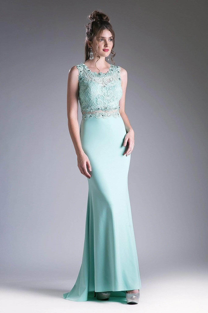 Ladivine CF115 - Lace Stretch Knit Sheath Dress - Mint - Main