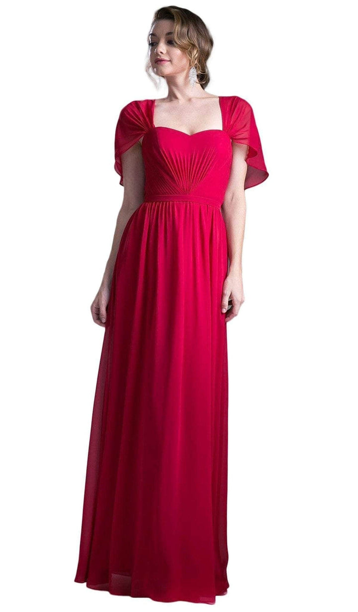 Ladivine CH532 - Semi-Sweetheart Dress With Cape Detail - Peach - Main