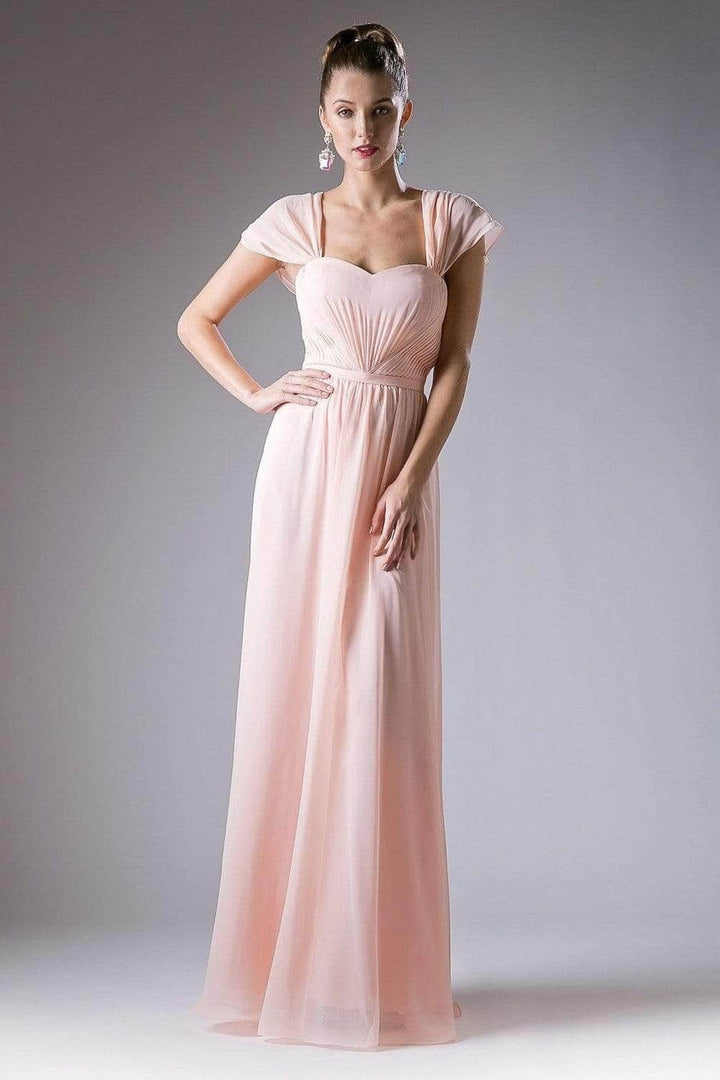 Ladivine CH532 - Semi-Sweetheart Dress With Cape Detail - Peach - Main