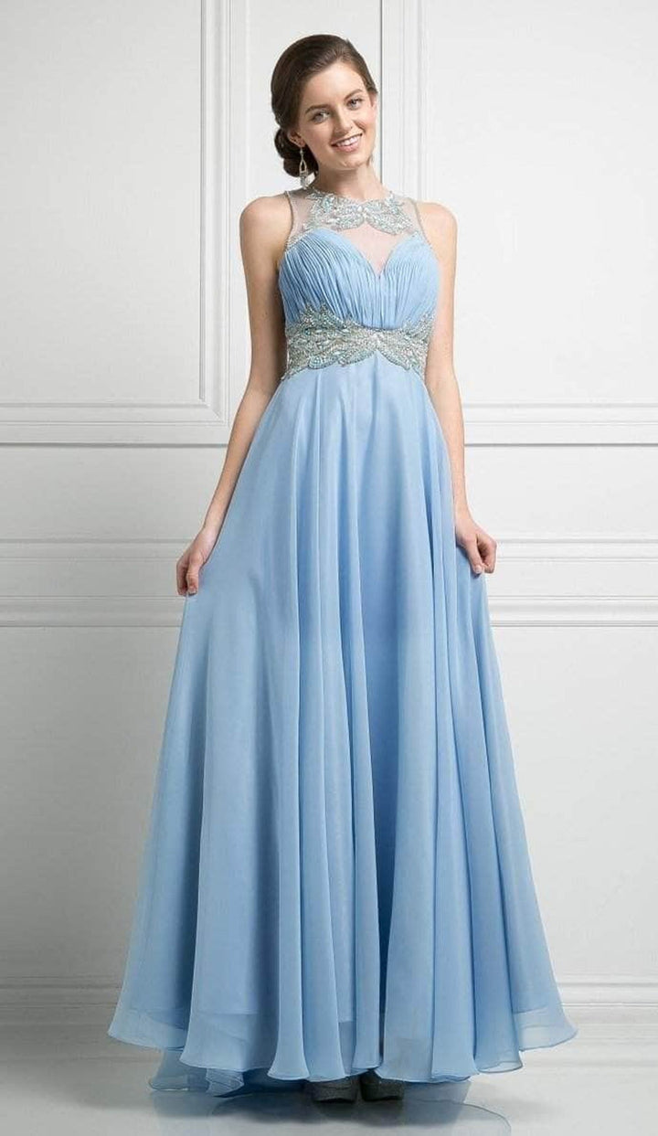 Ladivine CK78 - Adorned Illusion Bateau Chiffon A-line Dress