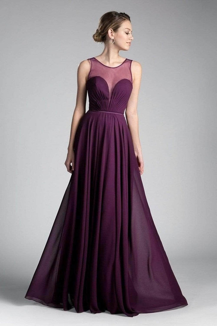 Illusion Jewel A-Line Evening Gown - Eggplant - Main