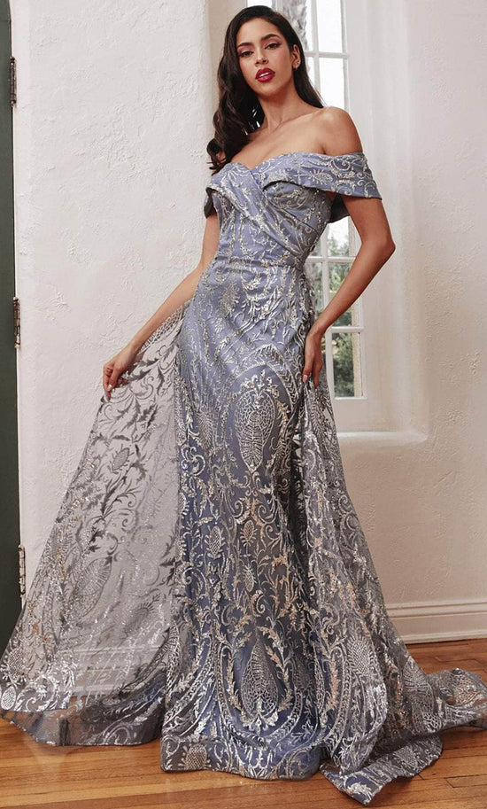 Ladivine J836 - Glitter Overskirt Evening Gown