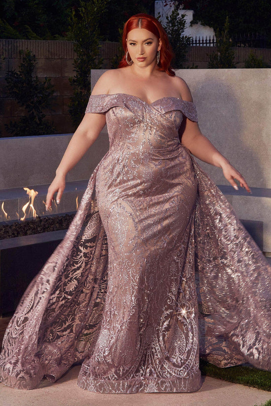 Ladivine J836 - Glitter Overskirt Evening Gown