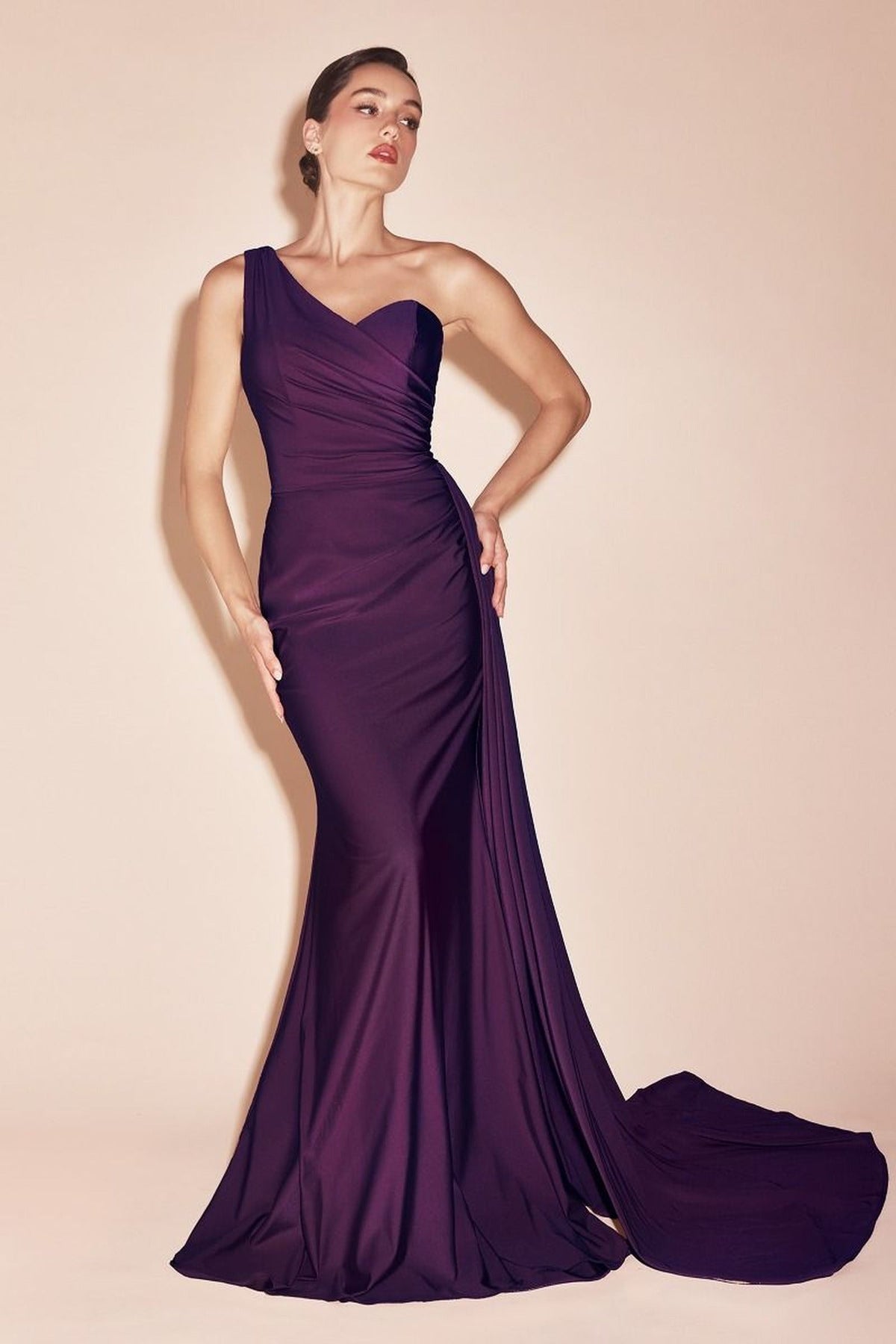 Cinderella Divine PT004C - Sheath  Asymmetrical Evening Dress