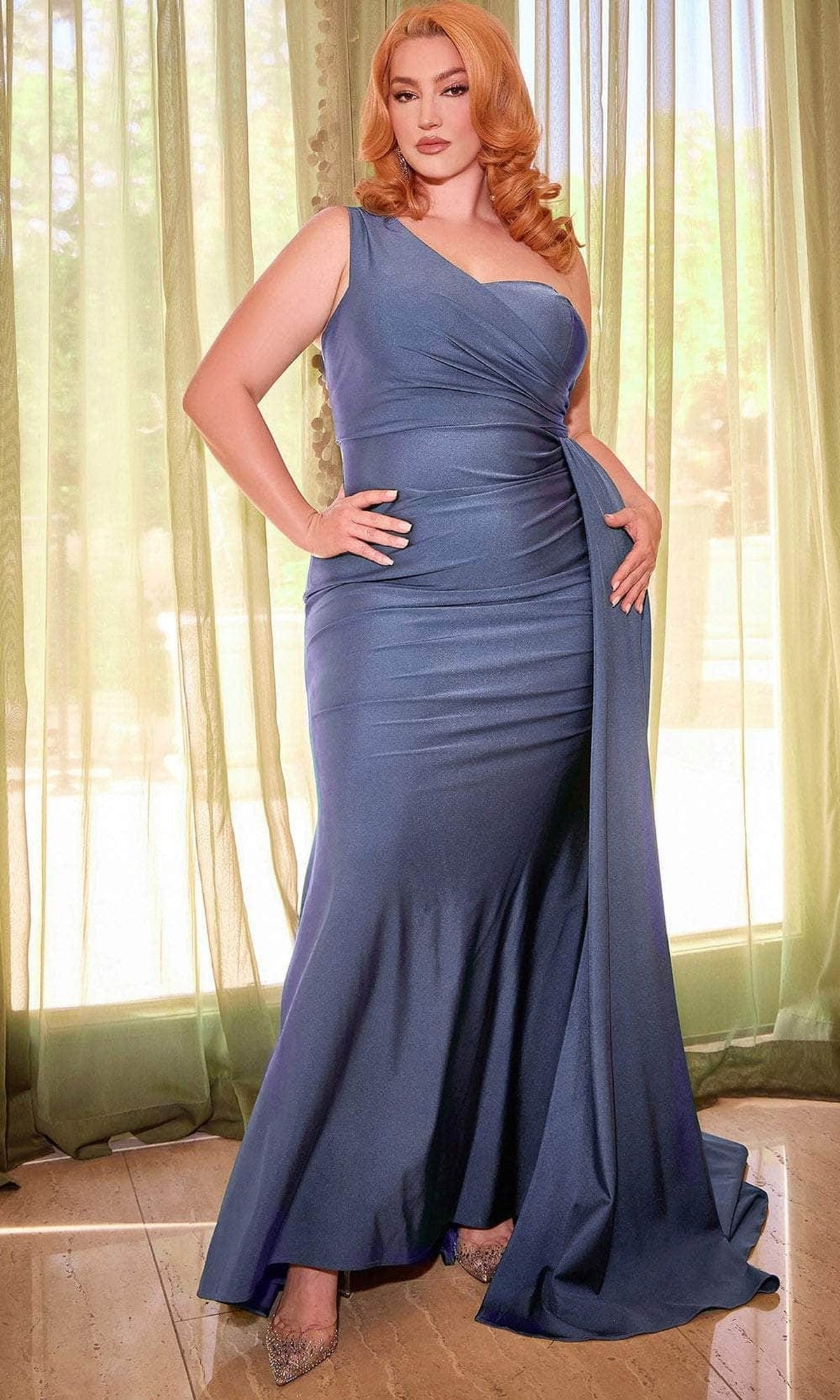 Cinderella Divine PT004C - Sheath  Asymmetrical Evening Dress