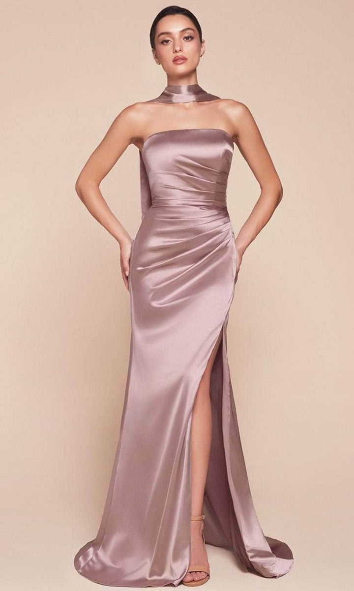 Strapless Satin Evening Gown
