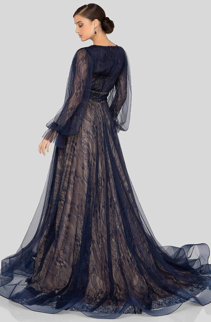Terani Couture - 1913M9414 Lace Plunging V-neck A-line Dress