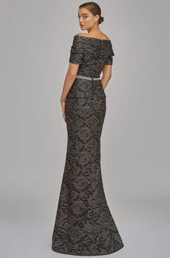Terani Couture - 1921M0727 Off-Shoulder V-Neck Mother of the Groom Sheath Gown