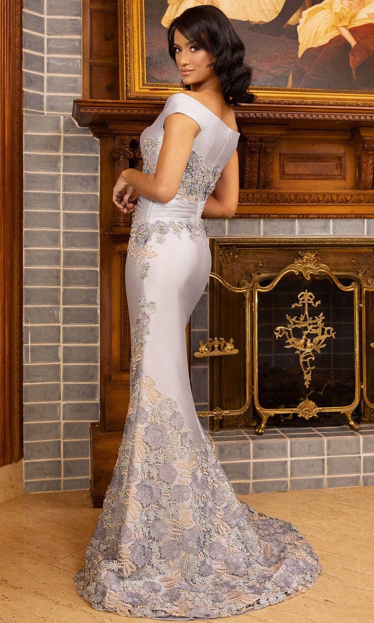 Terani Couture 242E3137 - Floral Embroidered Mermaid Evening Gown