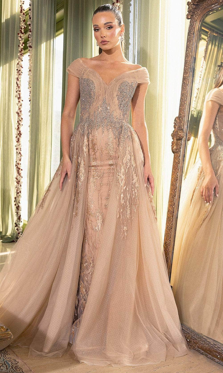 Terani Couture 242M3347 Rhinestone Embellished Off-Shoulder Ballgown
